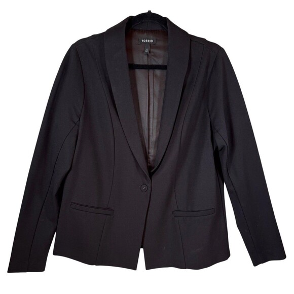 Torrid Jackets & Blazers - Torrid Blazer Jacket Women 0 12/14 Black Business Career Open Front Long Sleeve